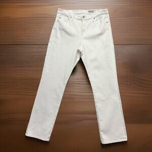 AG Jeans Soft Denim Mari High-Rise Slim Straight Womens Size 32 Bright White